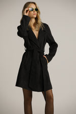 מעיל פורמל במראה צמרי בשילוב חגורה | קנת קול