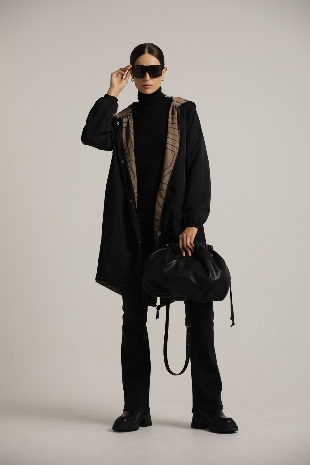 מעיל פארקה דו-צדדי עם קפוצ'ון | קנת קול