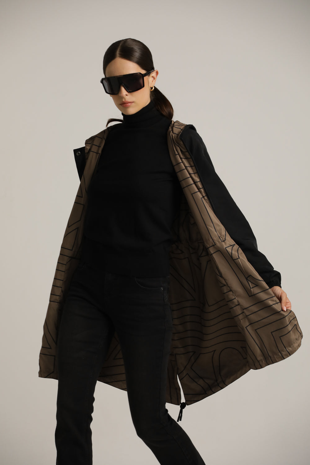 מעיל פארקה דו-צדדי עם קפוצ'ון | קנת קול