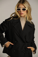 מעיל טראנץ' בגזרה קצרה עם כפתורים כפולים | קנת קול