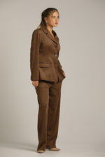 בלייזר דמוי זמש אלגנטי בצבע חום | קנת קול