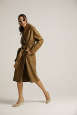 מעיל מעטפת דמוי עור עם חגורה | קנת קול