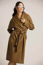 מעיל מעטפת דמוי עור עם חגורה | קנת קול