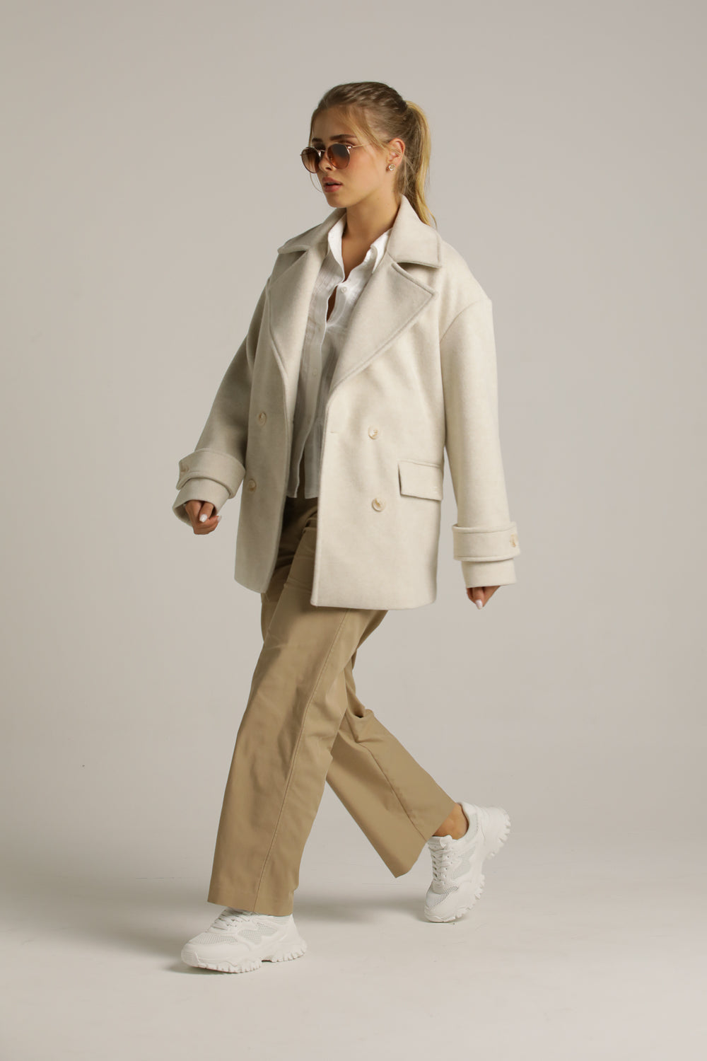 מכנסיים בגזרה ישרה עם מכפלת | קנת קול