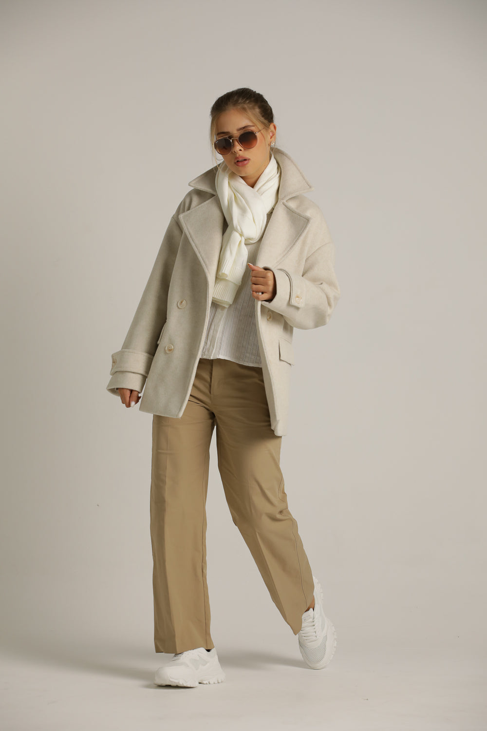 מכנסיים בגזרה ישרה עם מכפלת | קנת קול