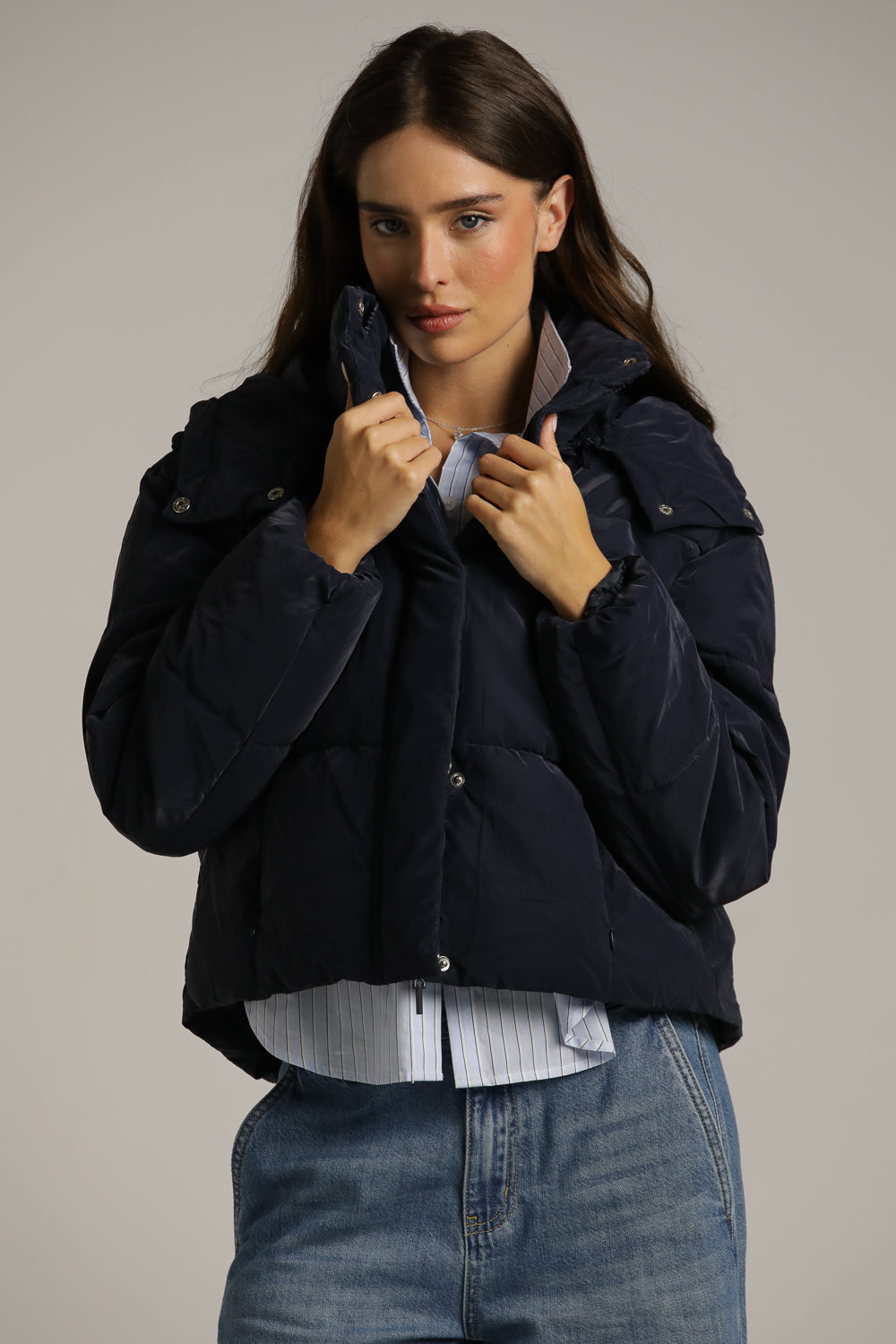 מעיל פוך קצר עם כובע נשלף | קנת קול