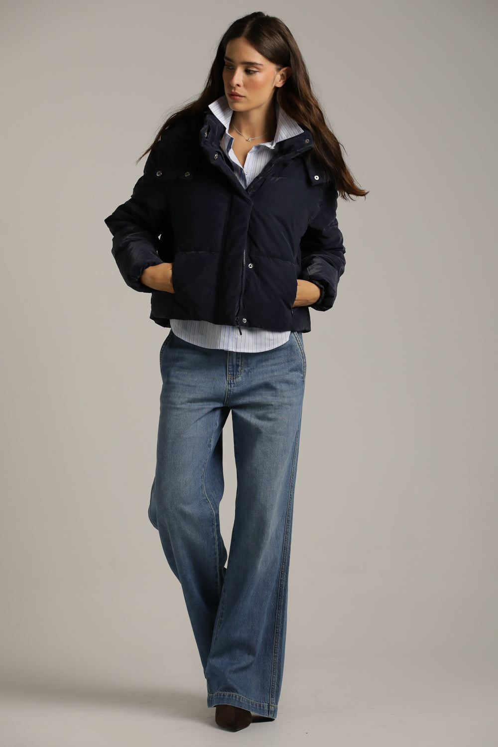 מעיל פוך קצר עם כובע נשלף | קנת קול