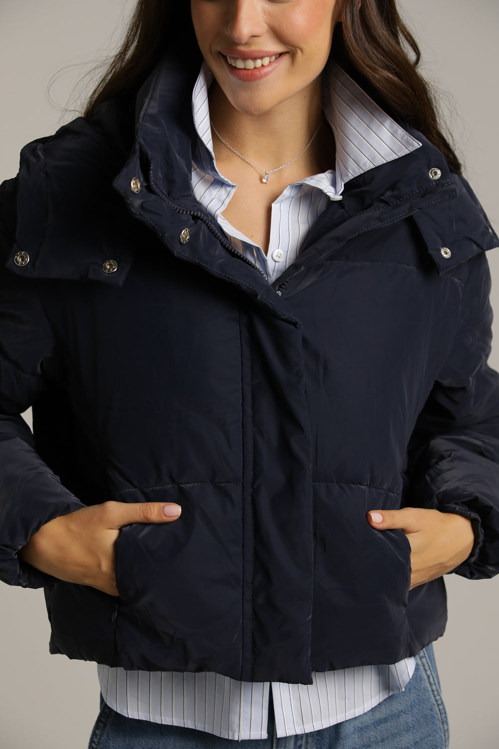 מעיל פוך קצר עם כובע נשלף | קנת קול