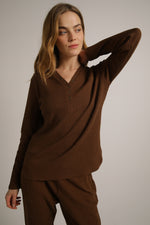 טישירט וואפל ארוכה עם פתח וי | קנת קול