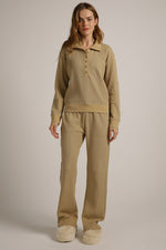 טישירט פולו ארוכה מבד וואפל | קנת קול