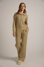 טישירט פולו ארוכה מבד וואפל | קנת קול