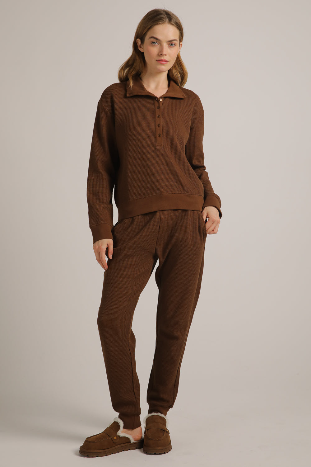 טישירט פולו ארוכה מבד וואפל | קנת קול