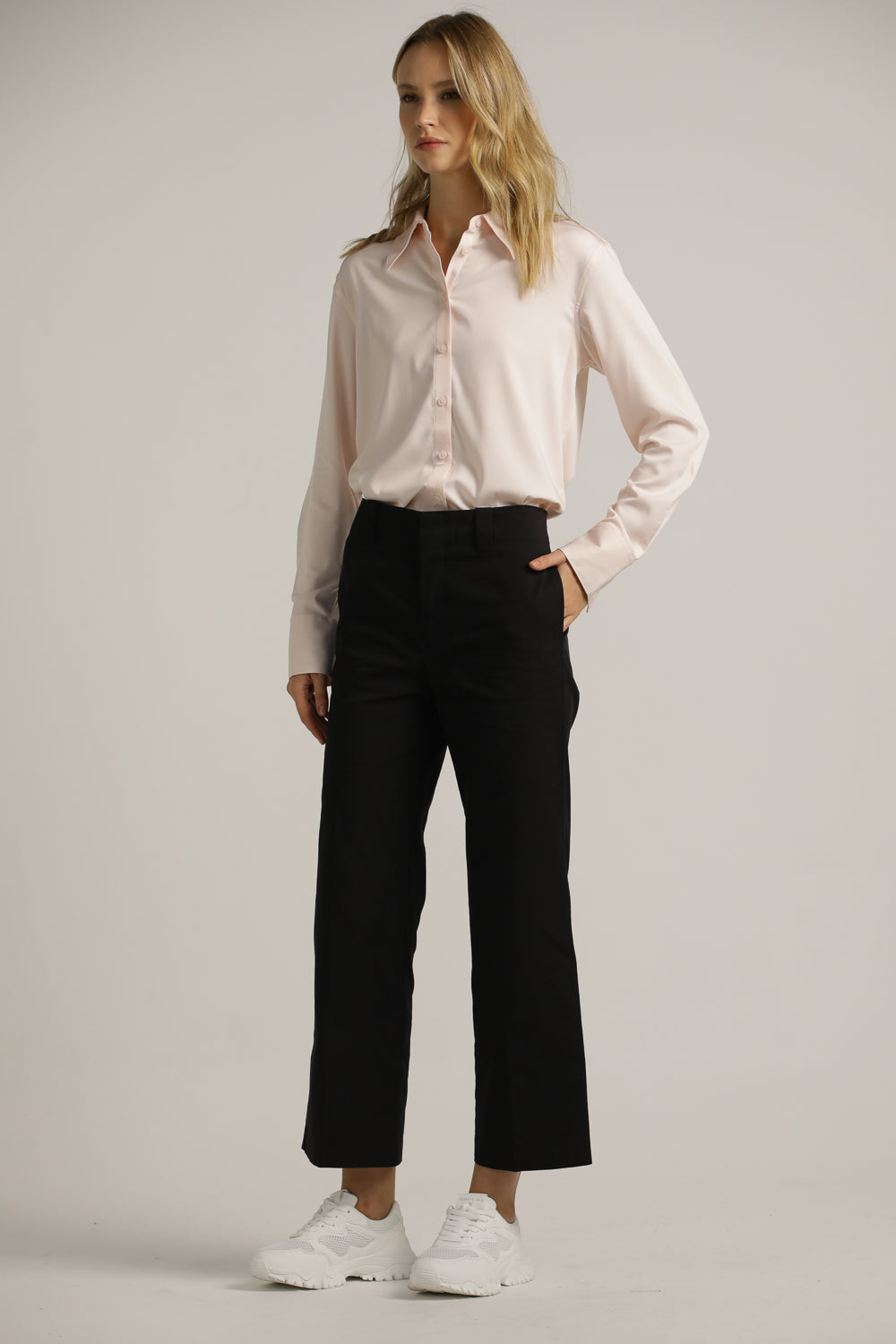 מכנסיים בגזרה ישרה עם מכפלת | קנת קול