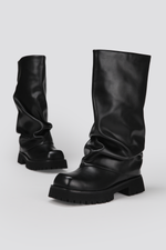 מגפי דמוי עור שחורים לנשים | קנת קול