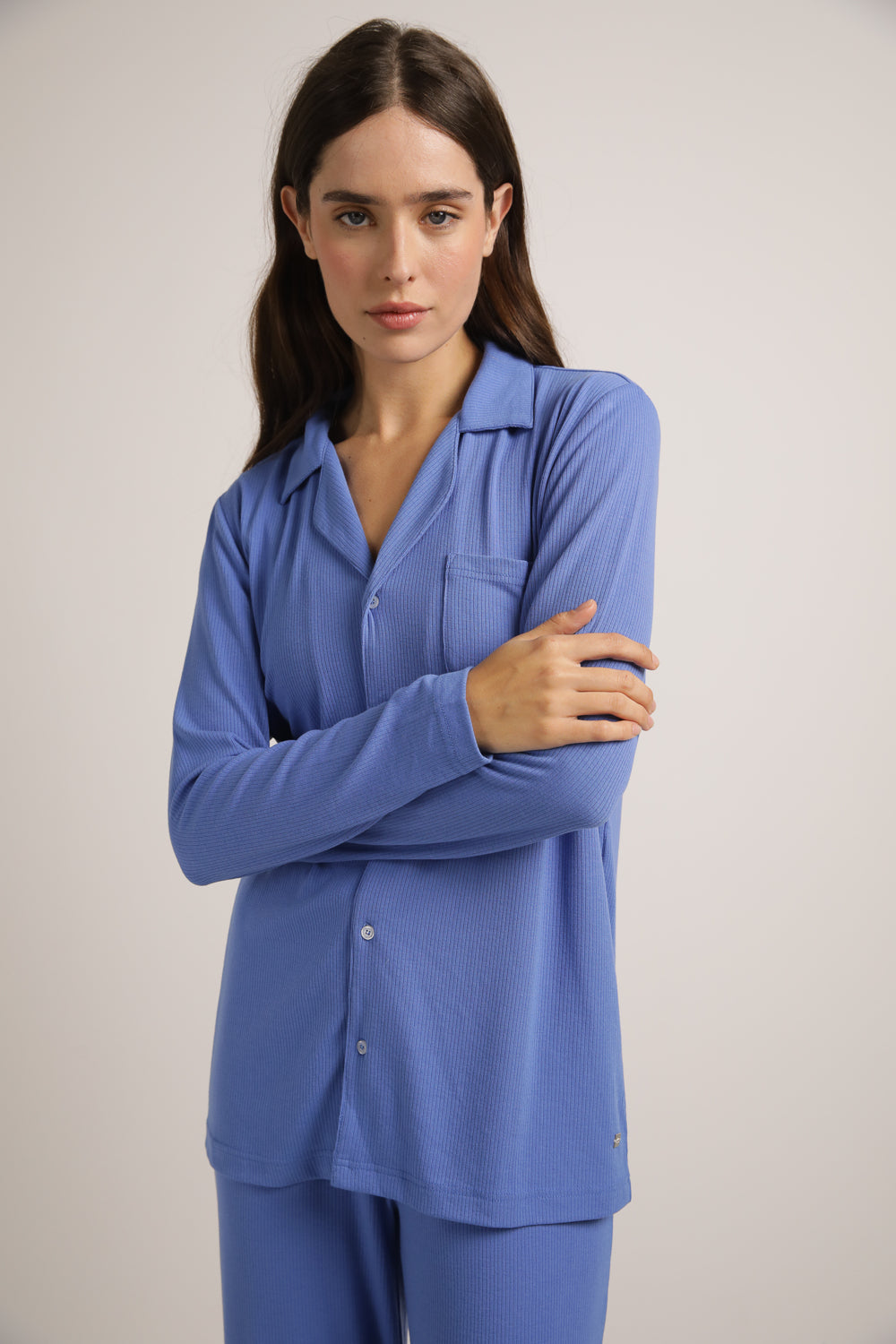 סט פיג'מה ארוך מבד ריב | קנת קול