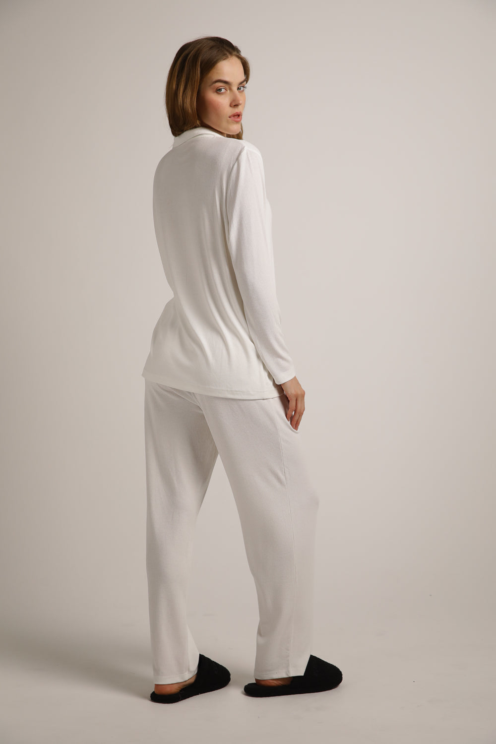 סט פיג'מה ארוך מבד ריב | קנת קול