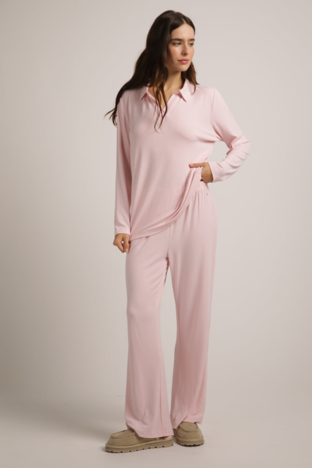 פיג'מת פולו ארוכה מריב רך | קנת קול