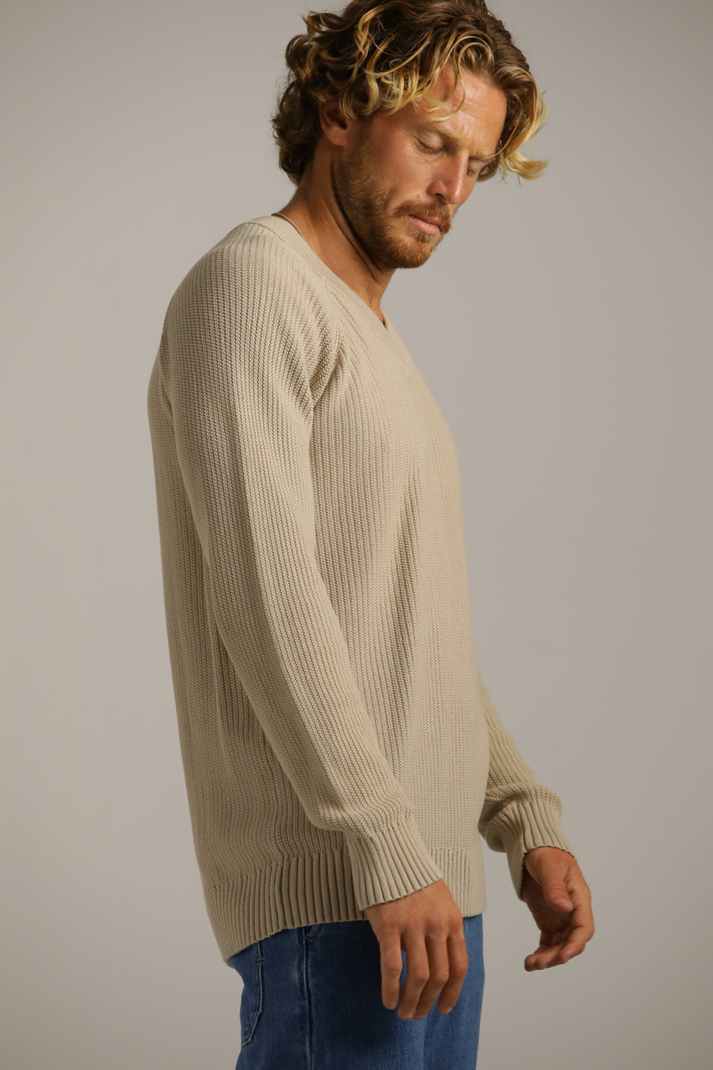 סריג רגלן צווארון וי | קנת קול