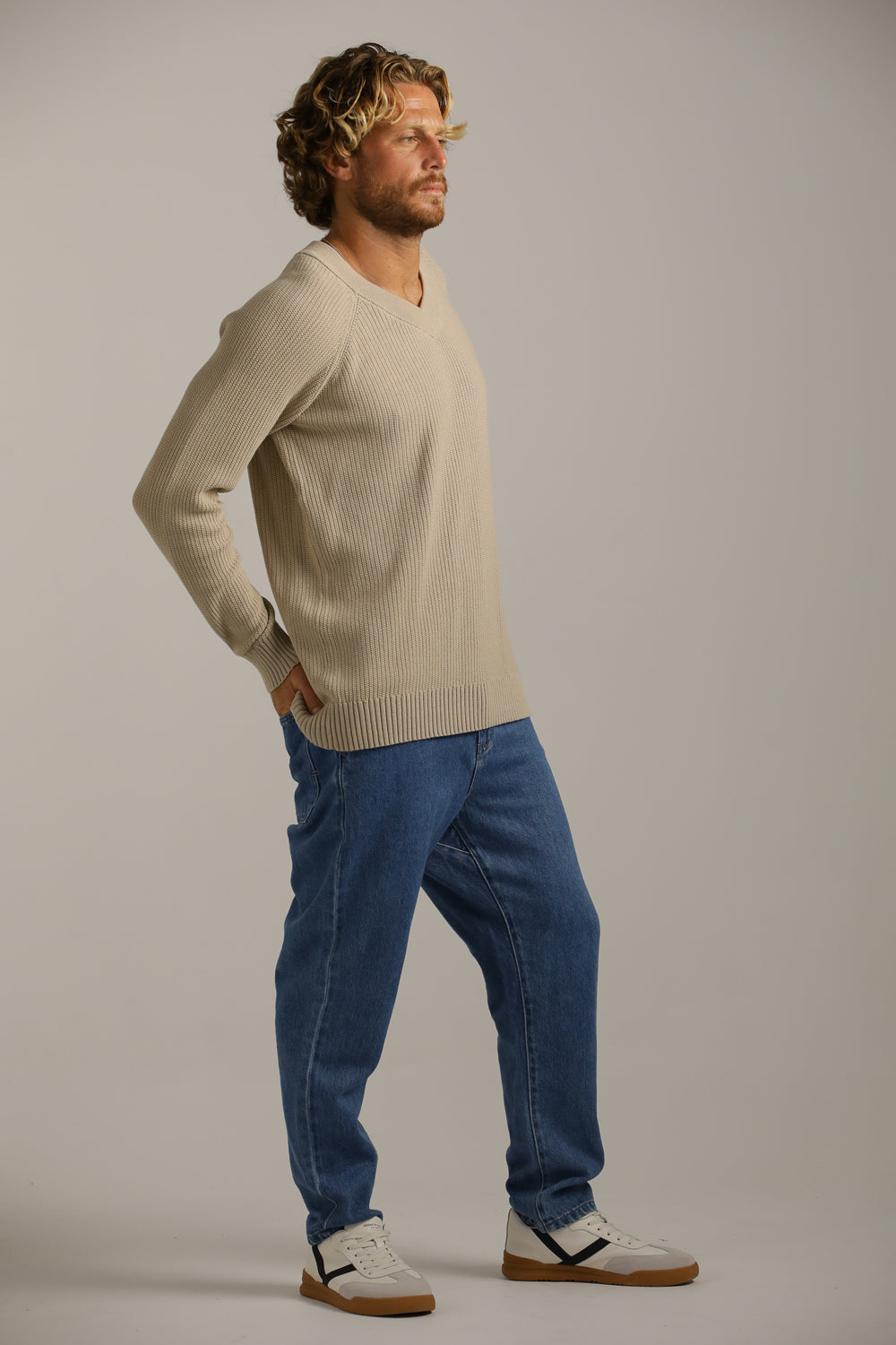 סריג רגלן צווארון וי | קנת קול