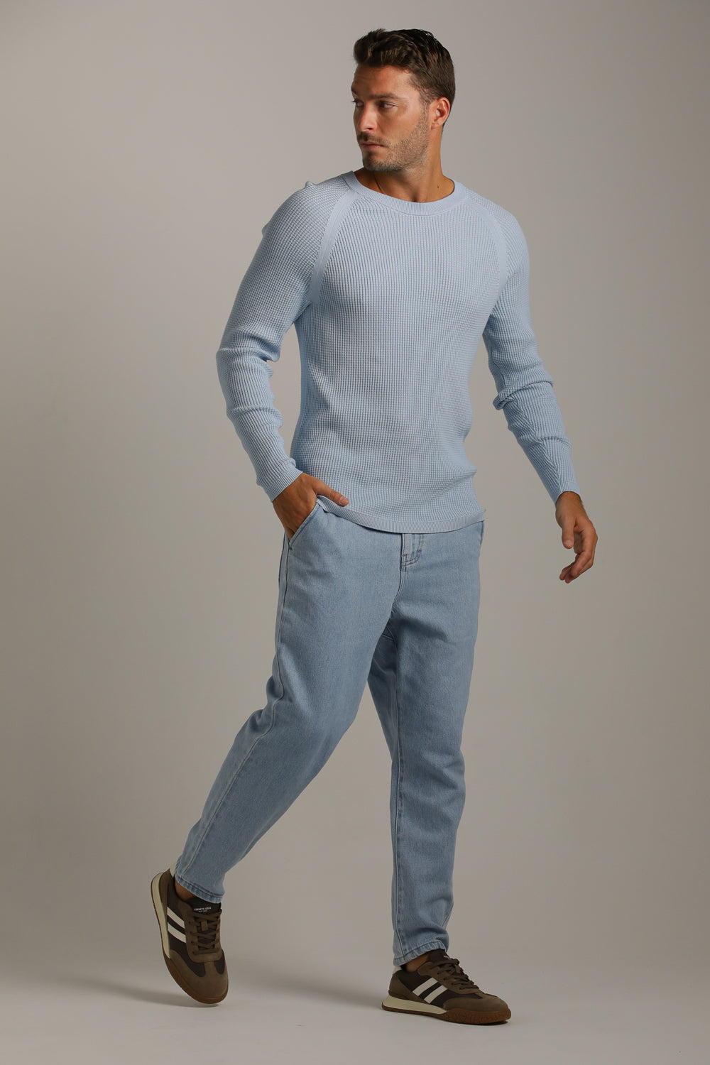 סריג רגלן דק בטקסטורת וואפל | קנת קול