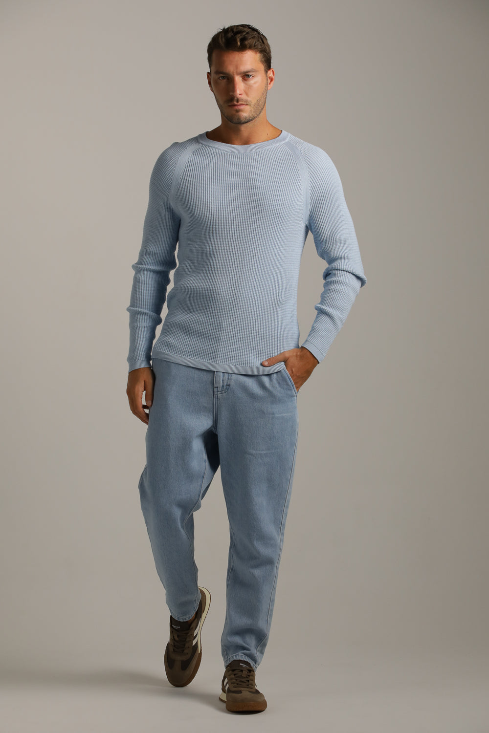 סריג רגלן דק בטקסטורת וואפל | קנת קול