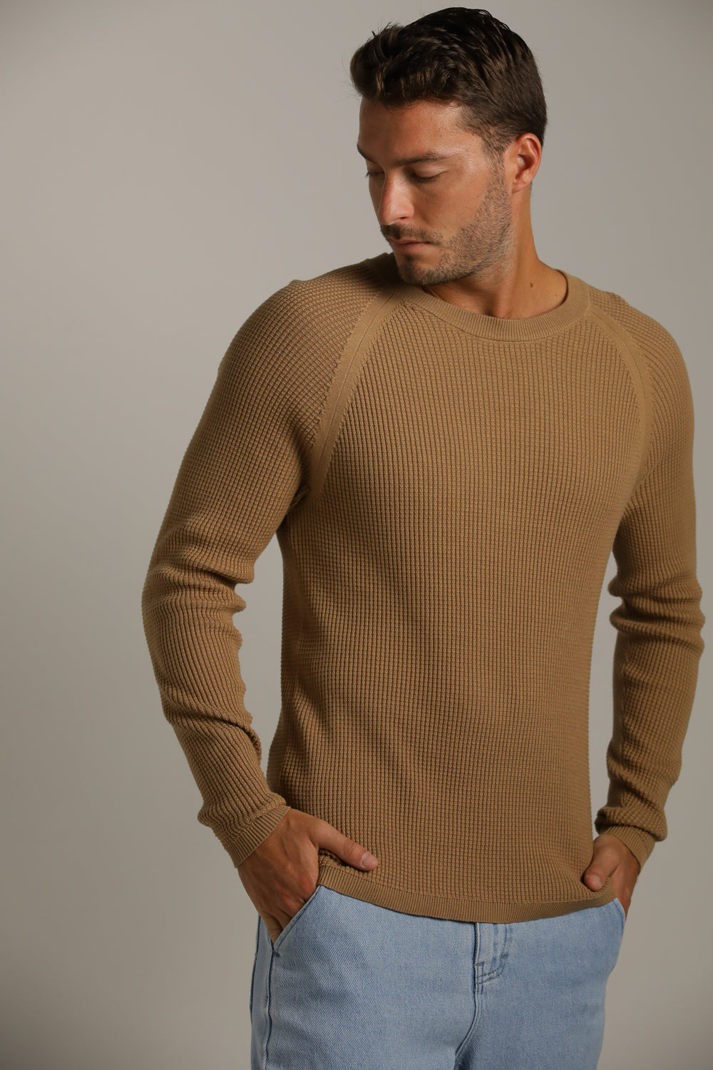 סריג רגלן דק בטקסטורת וואפל | קנת קול