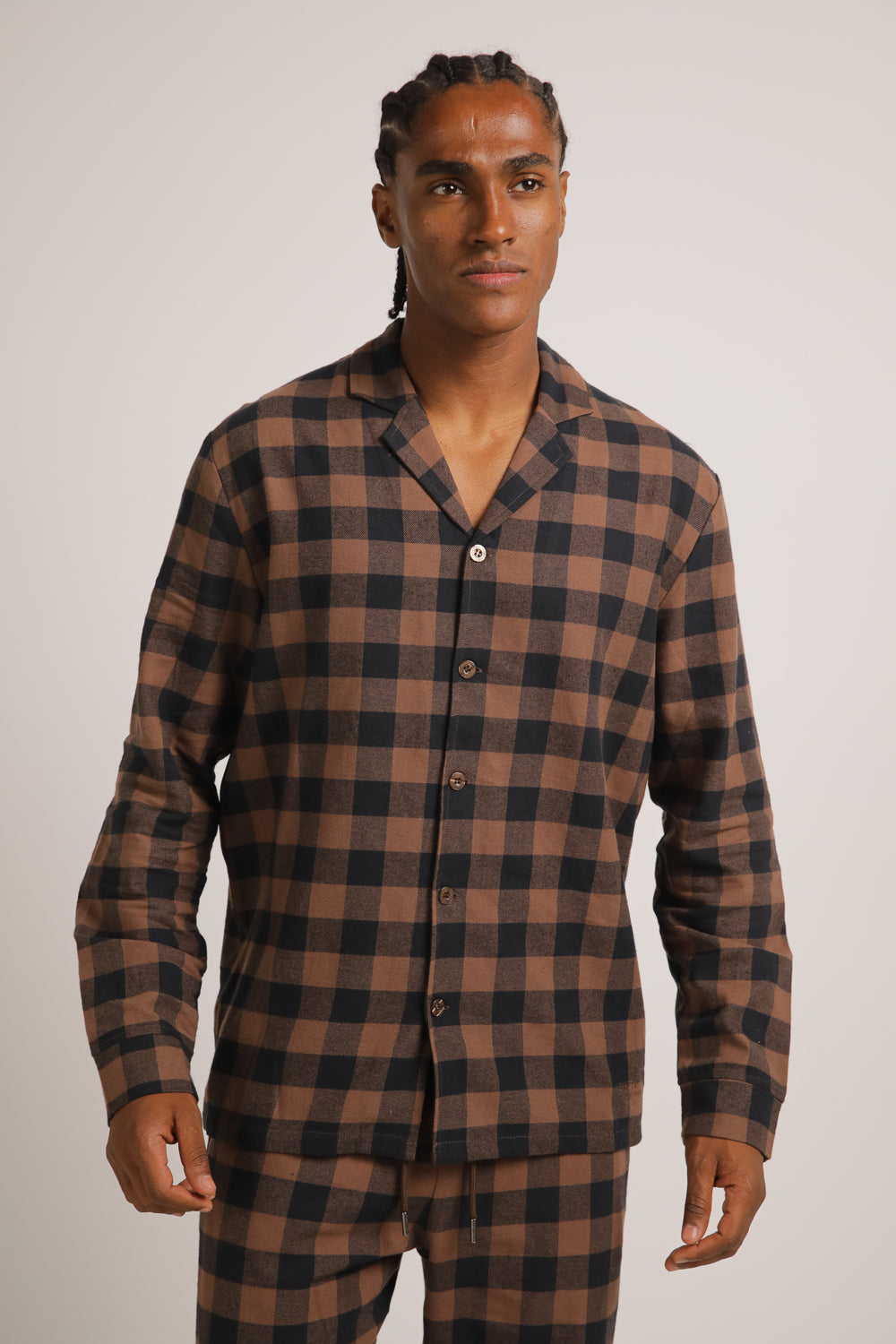 סט פיג'מה פלאנל בעיצוב משבצות | קנת קול