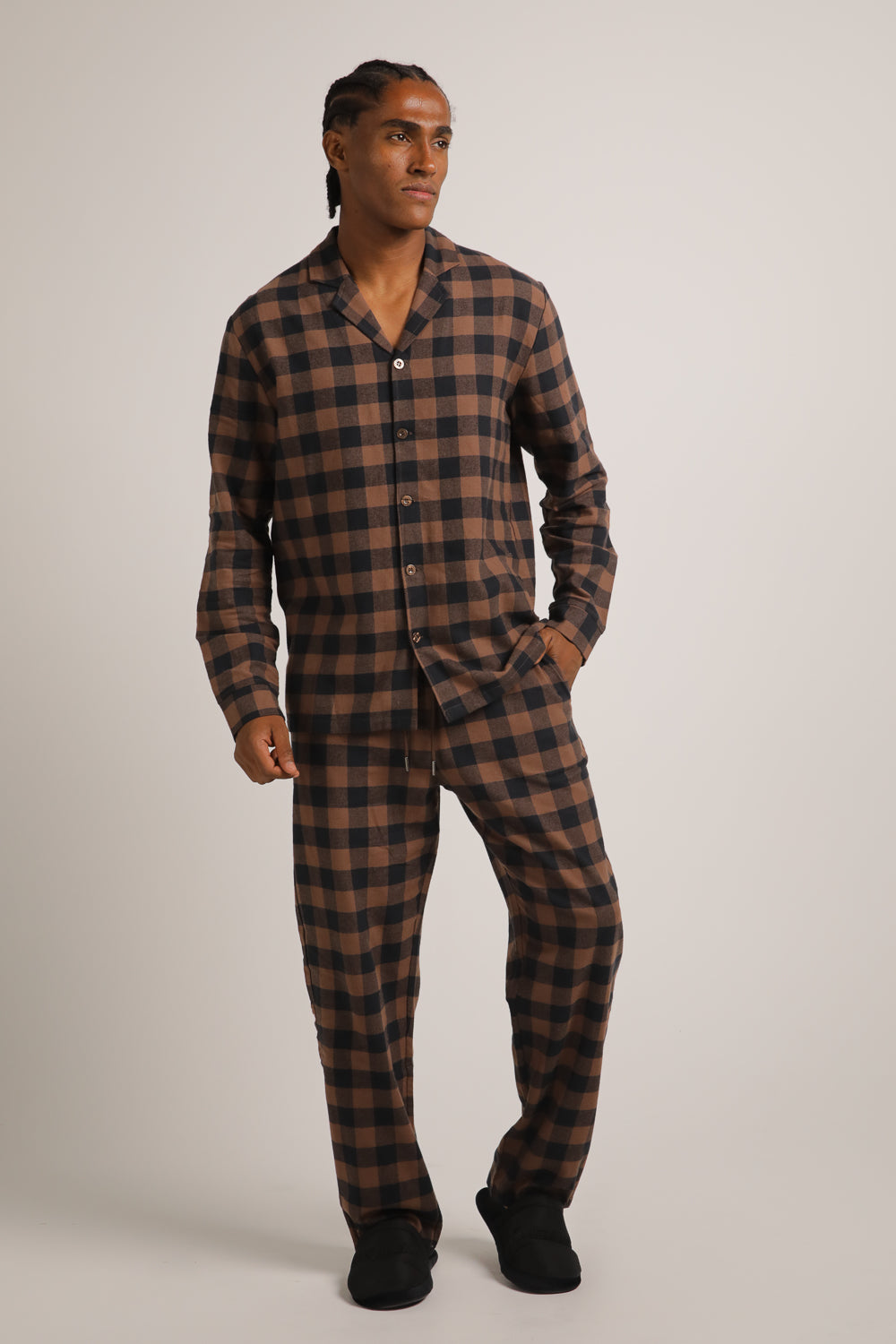 סט פיג'מה פלאנל בעיצוב משבצות | קנת קול