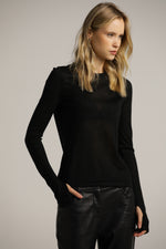 סריג דק במראה חצי שקוף עם סיומת כפפה | קנת קול