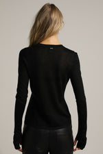 סריג דק במראה חצי שקוף עם סיומת כפפה | קנת קול