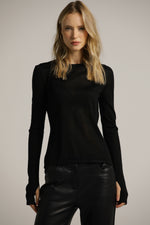 סריג דק במראה חצי שקוף עם סיומת כפפה | קנת קול