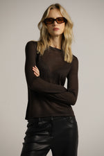 סריג דק במראה חצי שקוף עם סיומת כפפה | קנת קול