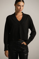 סריג ארוך עם מפתח צוואר וי | קנת קול