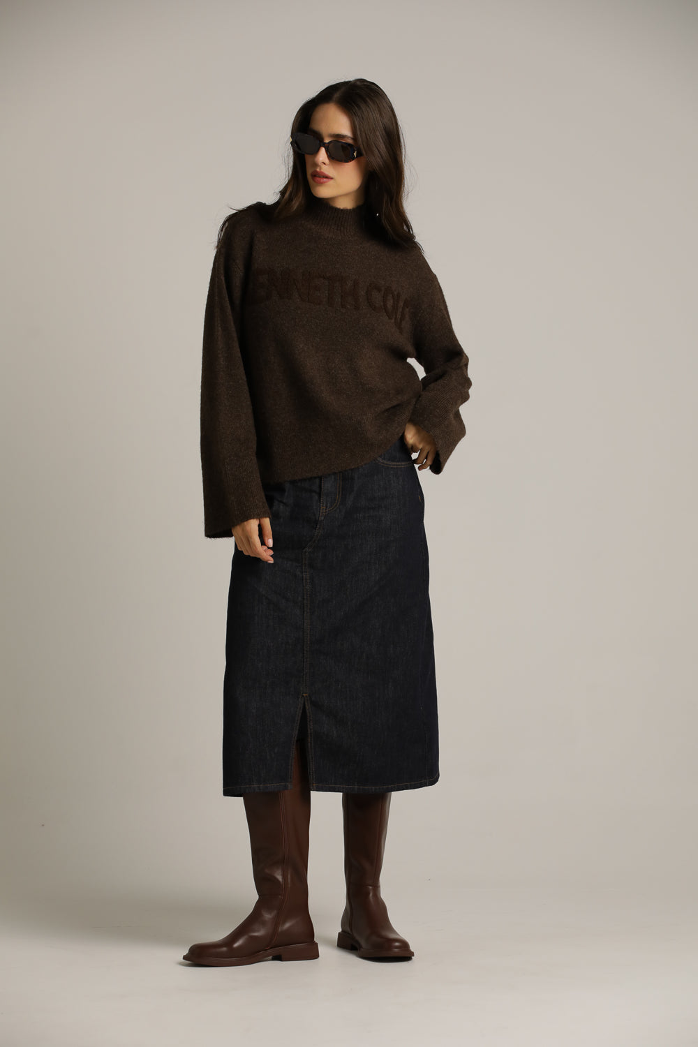 חצאית ג'ינס באורך הברך | קנת קול