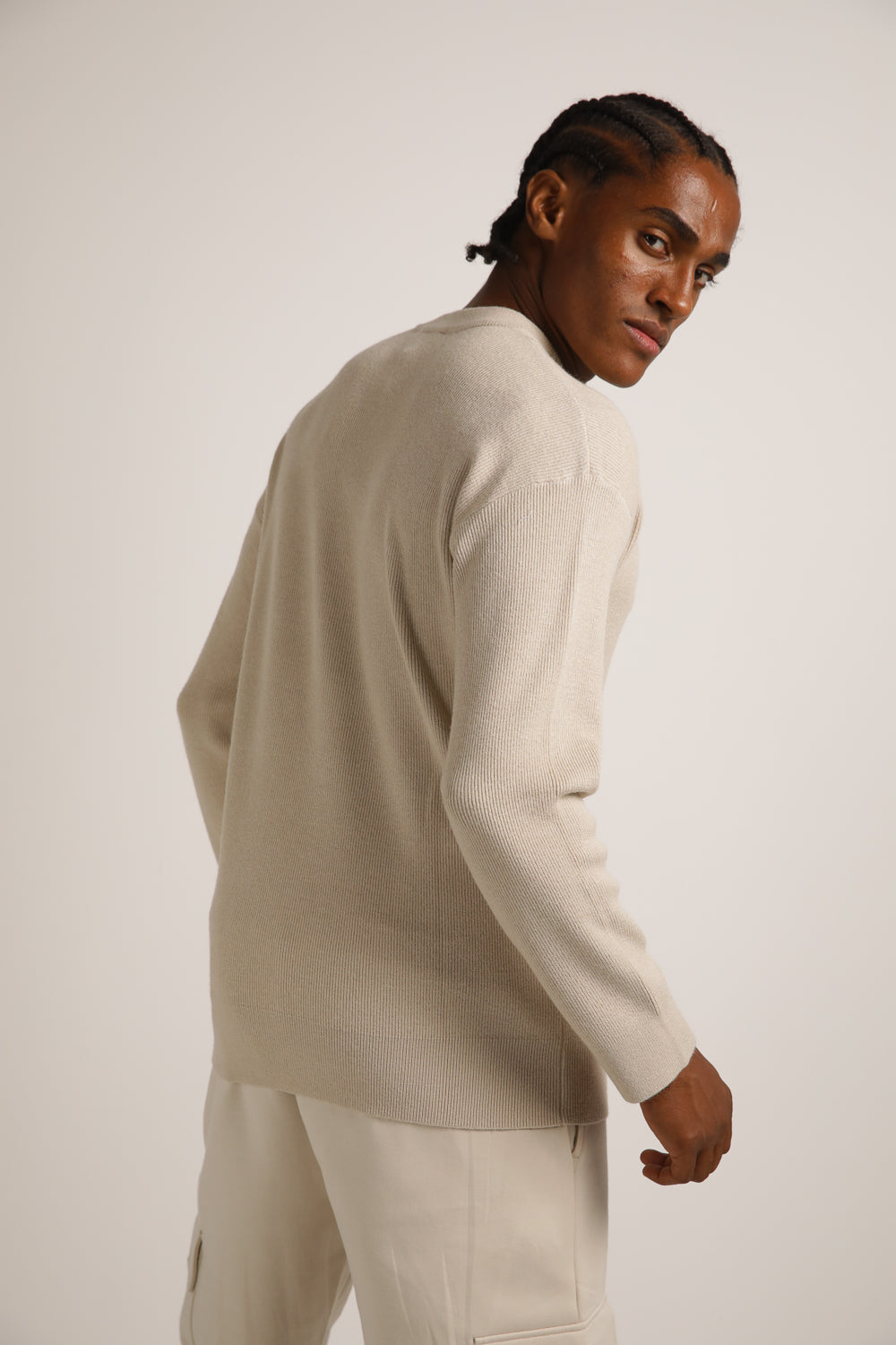 סווטשירט סריג בטקסטורת ריב | קנת קול