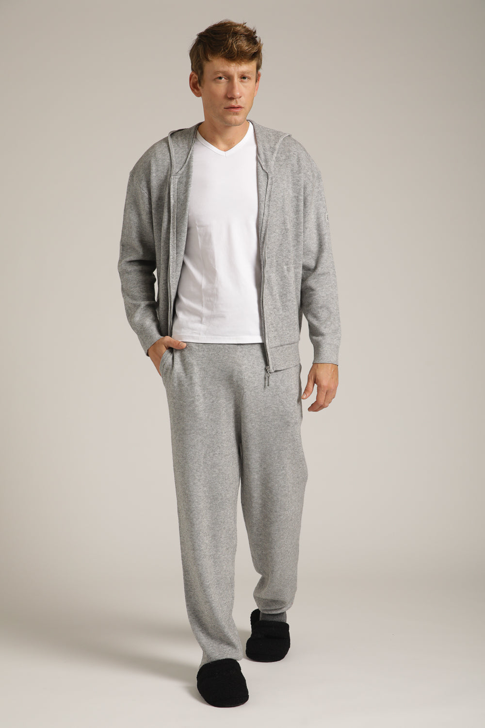 מכנסי סריג ארוכים מבד ריב | קנת קול