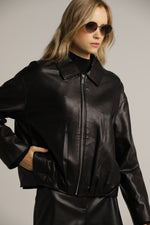 ג'קט בומבר עור עם קפלים | קנת קול