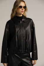 ג'קט בומבר עור עם קפלים | קנת קול