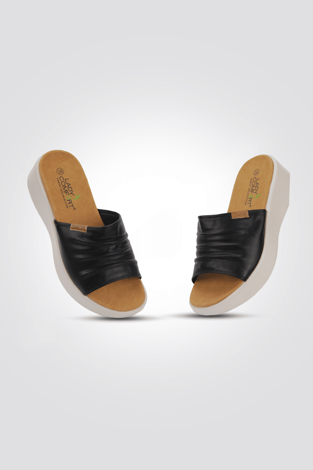 כפכפי פלטפורמה כיווצים בצבע שחור - MASHBIR//365