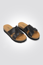 כפכפי פלטפורמה אבנים בצבע שחור - MASHBIR//365