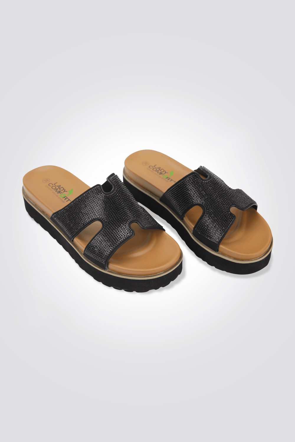 כפכפי פלטפורמה אבנים בצבע שחור - MASHBIR//365