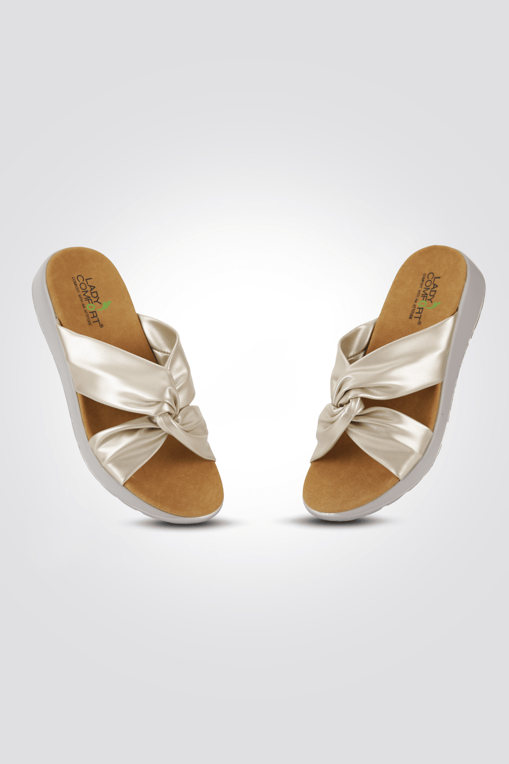 כפכף רצועות מוצלבות בצבע זהב - MASHBIR//365