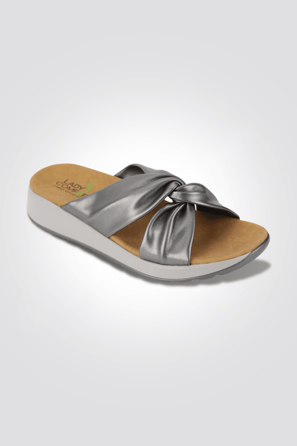 כפכף רצועות מוצלבות בצבע כסף - MASHBIR//365