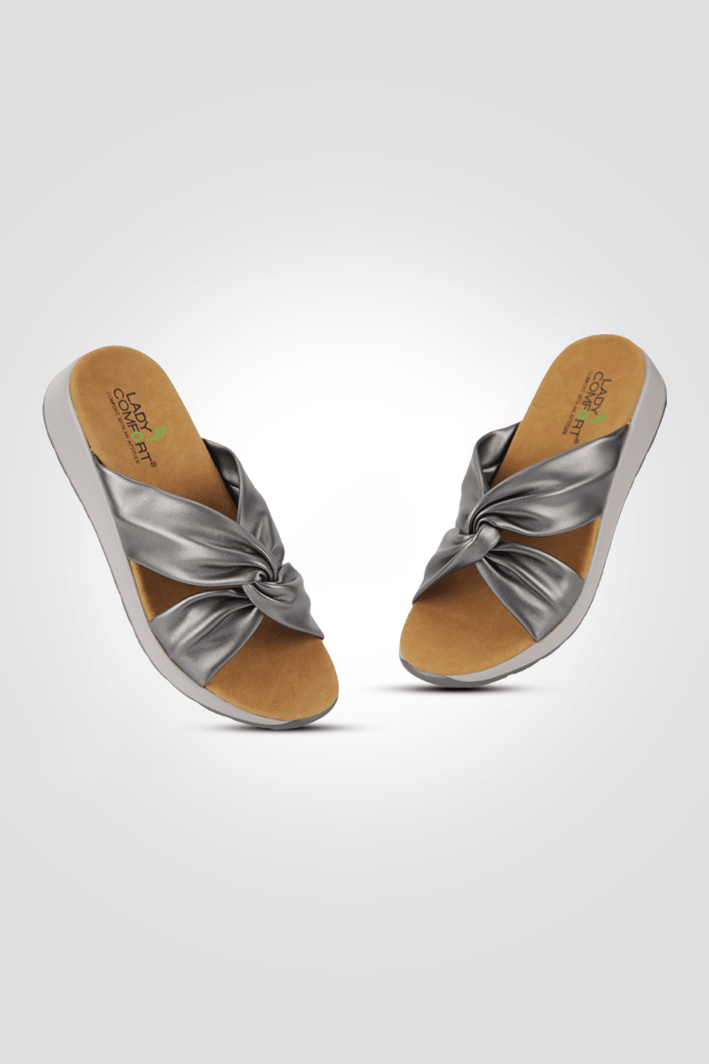 כפכף רצועות מוצלבות בצבע כסף - MASHBIR//365