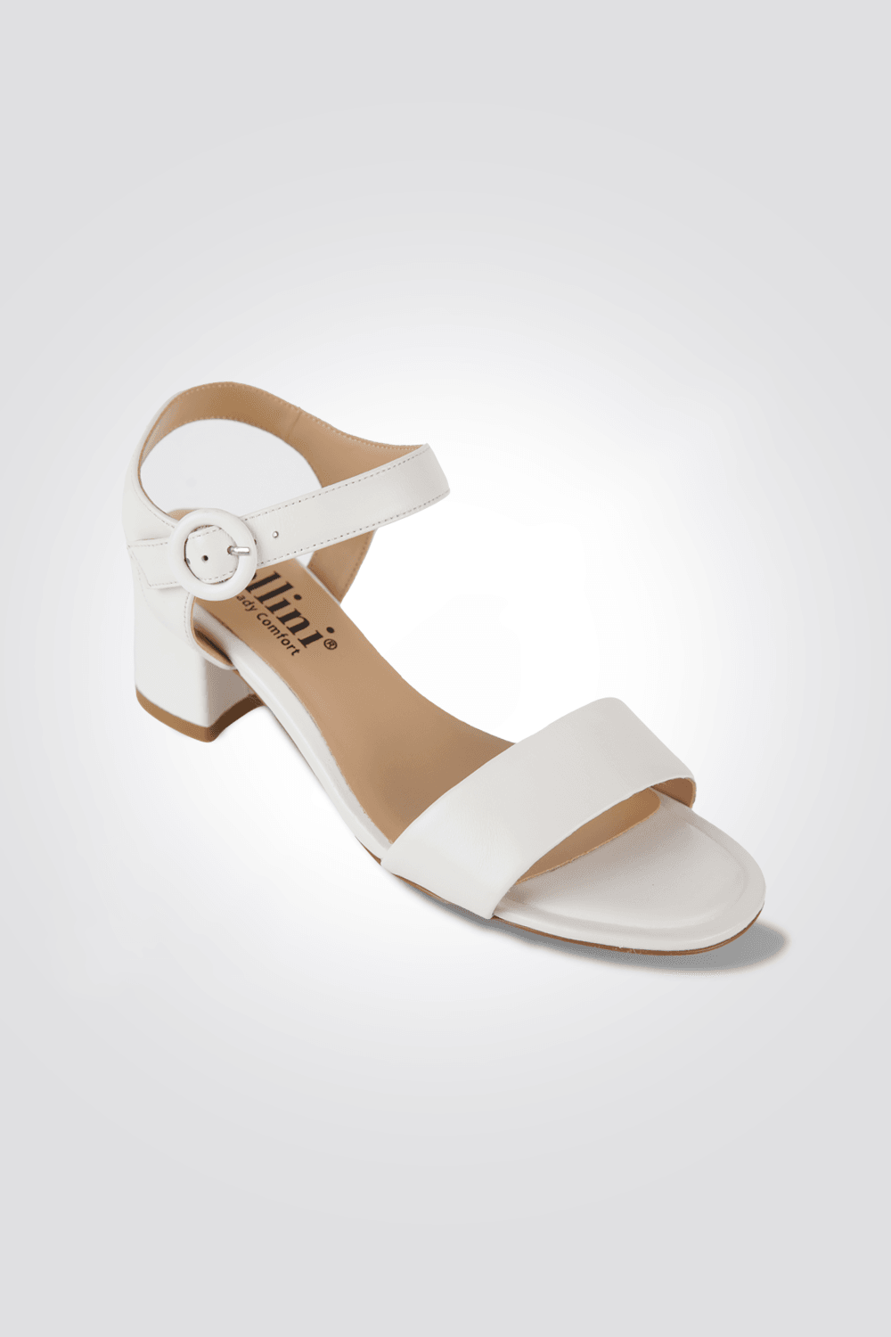 סנדל עור עקב נמוך בצבע לבן - MASHBIR//365