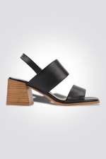 סנדלי עקב עור בצבע שחור - MASHBIR//365