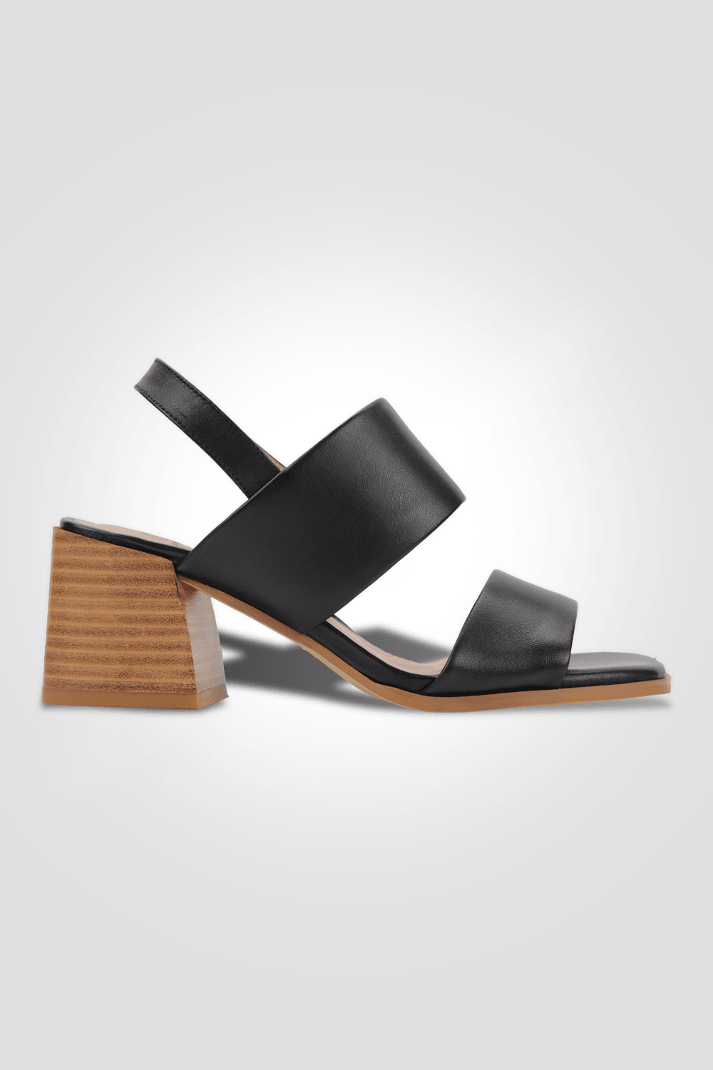 סנדלי עקב עור בצבע שחור - MASHBIR//365