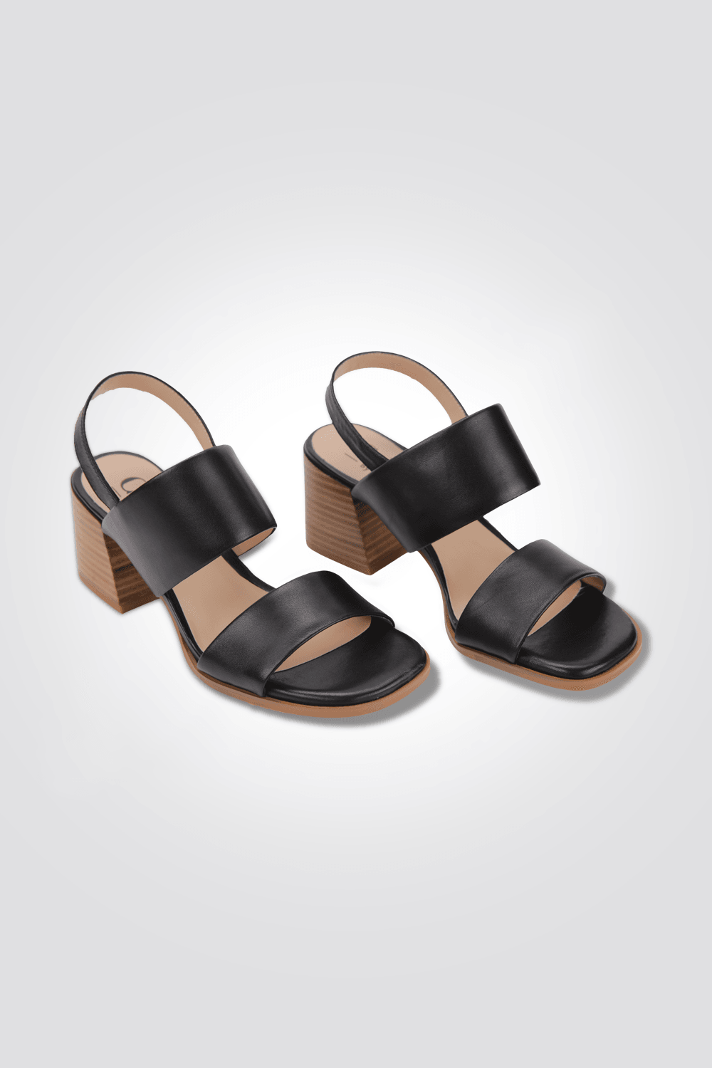 סנדלי עקב עור בצבע שחור - MASHBIR//365