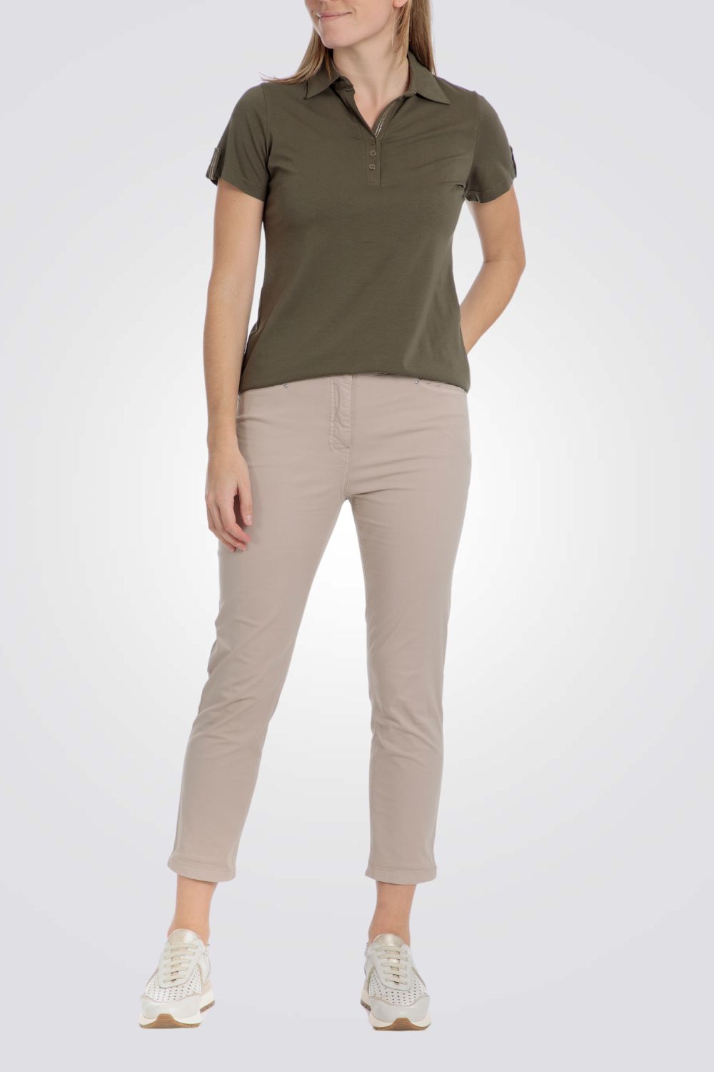 חולצת פולו שרוולים קצרים בצבע זית