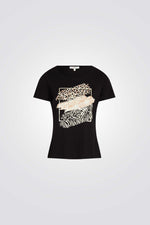 טישירט הדפס ANIMAL בחזית בצבע שחור